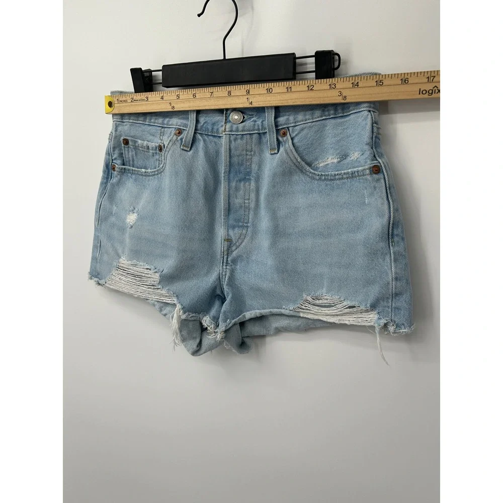 Levi's 501 Women's W28 Distressed Cutoff Denim Shorts Light Wash High Rise